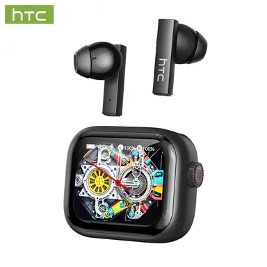 HTC NE40 Wireless AI Translation Earbuds with Bluetooth 6.0, LED Display, Waterproof, TWS Touch Control, Built-in Microphone