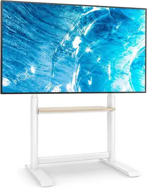 Universal TV Stand TV Floor Stand with Shelf for 60-86 Inch LED LCD TVs,Height Adjustable Tall TV Mount Stand Portable TV Stand with Bracket Max.VESA 800x600 mm,up to 86 kg，white