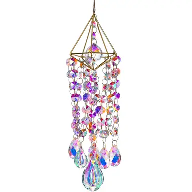 JU7CER 1PC Light & Shadow Crystal Iridescent Wind Chime - Hanging Wind Chime Decoration, Garden Light Catcher, Rainbow Maker for Weddings, Christmas Must-Have