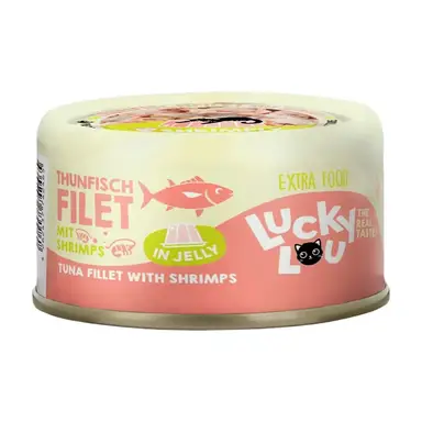 LUCKY LOU Katzen-Nassfutter Thunfisch & Shrimps in Jelly - 12 x 70g - Getreidefreies Ergänzungsfutter, ohne Zucker oder Konservierungsstoffe