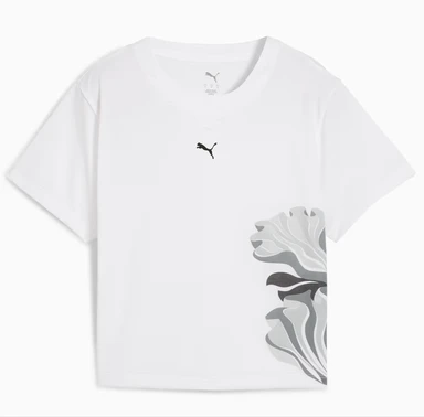 Puma Women's Floral Ribbon Fashion Graphic Tee - Puma White