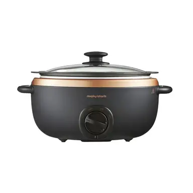 Morphy Richards 461016 Sear & Stew Black/Rose Gold Slowcooker 6.5L, Dishwasher Safe