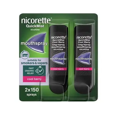 Nicorette Quickmist Cool Berry Mouthspray Quit Vaping Aid 2Units