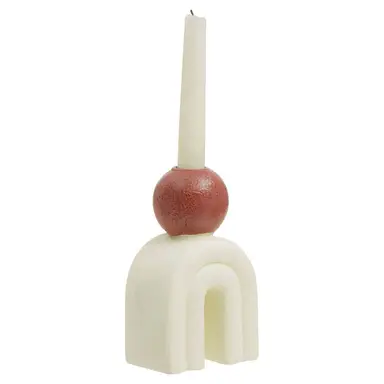 Interiors by Premier Candle Holder Tapered Utica Cream Base/Red