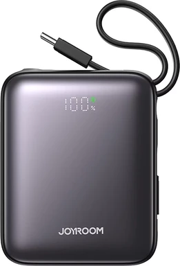 Joyroom JR-PBF27 10000mAh 22,5W Powerbank mit integrierten USB-C- und Lightning-Kabeln - Schwarz