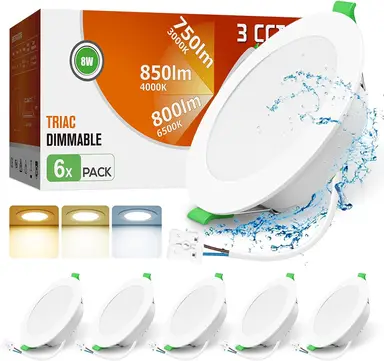 Alusso Lot de 6 luminaires encastrés LED, 230 V, 8 W, 850 LM