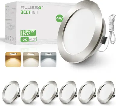 Alusso Lot de 6 luminaire encastrés LED, 12-24 V, 4 W