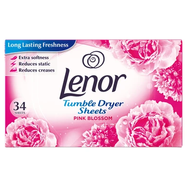 Lenor Fabric Tumble Dryer Sheets, 34 Sheets, Pink Blossom