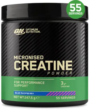 Optimum Nutrition gemicroniseerde creatine poeder, blauwe framboos 247,5 g (55 porties)