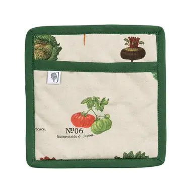 RHS by Dexam Pot Holder Benary Vegetables 100% Cotton Stone/Green