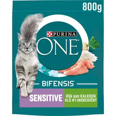 Purina ONE Sensitive Kattenvoer Kalkoen & Rijst 800g