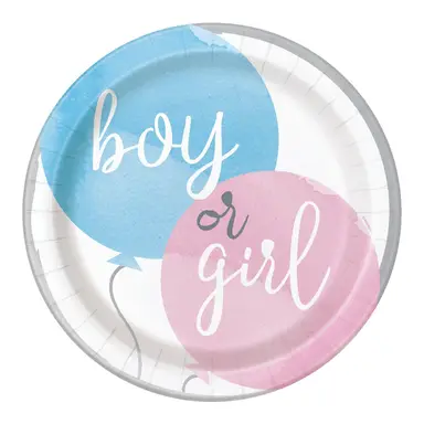 Unique Party Paper Plates, Gender Reveal, 22cm, 8 Pack
