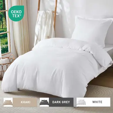 LeBonsoir White Bedding Duvet Cover Set，135x200cm/50x75cmx1 Breathable Durable Soft Comfy， with Zip， 2 Pieces， Includes 1 Duvet Cover & 2 Pillowcases，NO Comforter