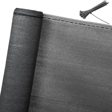 Woltu Sichtschutz 2 x 10 m, 150 g/m² HDPE Tennisblende Schattiernetz Windschutz Staubschutz Sonnenschutz Gewebe mit Kabelbindern, anthrazit