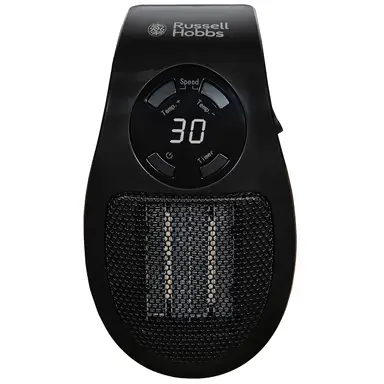 Russell Hobbs Portable Ceramic Plug‑in Fan Heater, 500W – Black, RHPH2001B