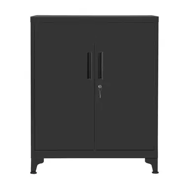 SONGMICSHOME Aktenschrank, Büroschrank mit 2 Türen, Schrank abschließbar, 40 x 80 x 90 cm, schwarz