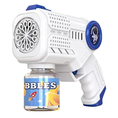 TOKKY Space Theme Children's Electric Bubble Gun, 12-Hole Rotating Bubbles, Electric Continuous Bubbles, Leak-Proof Design, Large-Capacity Lithium Battery, Colorful Lights, Safe ABS Material, Suitable for Outdoor Parent-Child Interaction