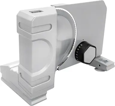 FRITEL Snijmachine SL 3710 - Universele snijmachine / Broodsnijder / Vleessnijder - 0-20mm - Ø 19cm - 150W - Universeel mes - 15° schuine slede