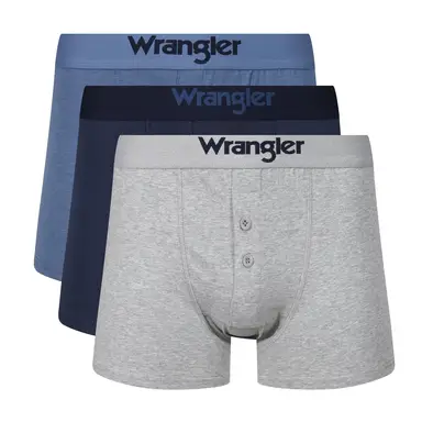 WRANGLER WRA boxershorts met knoopsluiting, gemêleerd grijs/marineblauw/donkerdenim gemêleerd, maat S