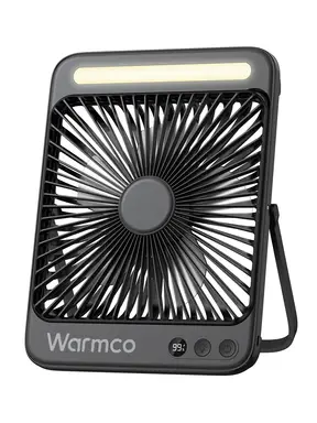 Warmco 20000mAh Battery Powered Fan, 8-Inch Ultra-Slim Portable Camping Fan with LED Lantern, Up to 48H Runtime Rechargeable Desk Fan for Bedroom, Outdoor, Tent, Travel, Cruise Ship Essentials