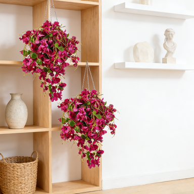 Yuejia 2Pcs 23.6in/60cmArtificial Fake Hanging Plants Flowers for Spring Decoration Outdoor Wedding Vine Plant Hibiscus Flowers Long Trailing Vines Realistic Plants for Front Door Porch