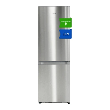 CHiQ JKR318WSSD 60cm Wide 185cm Tall Total No Frost Freestanding Fridge Freezer - 322L - Premium Stainless Steel - D Rated