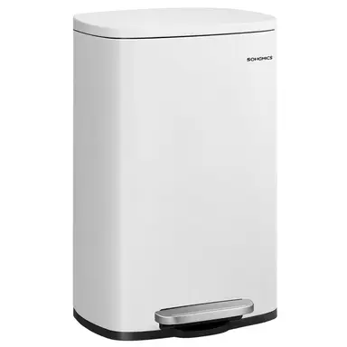 SONGMICS Küchen-Treteimer 50 L, Absenkautomatik, weiß