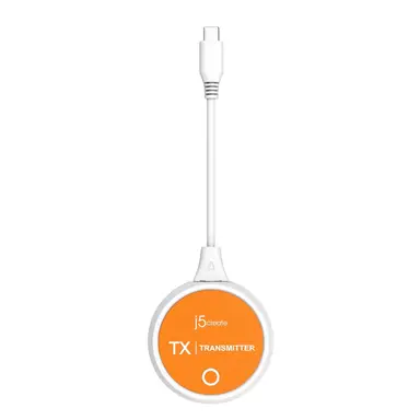 j5create JVAW62 ScreenCast USB-C® Wireless Display HDMI™ Extender, White and Orange