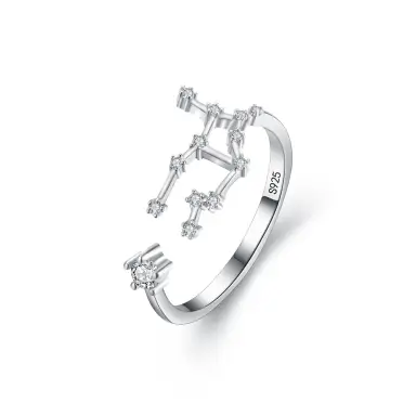 Ever Faith Cubic Zirconia Adjustable Virgo Zodiac Ring Astrology Jewelry