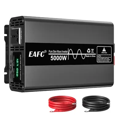 EAFC 5000W Amorphous Pure Sine Wave Power Inverter (Peak 5000W / 2500W Rated) – 12V DC to 220V AC Car Inverter with Universal Socket, Multiple Protections for RV, Truck, Camping, Off-Grid, Emergency Backup
