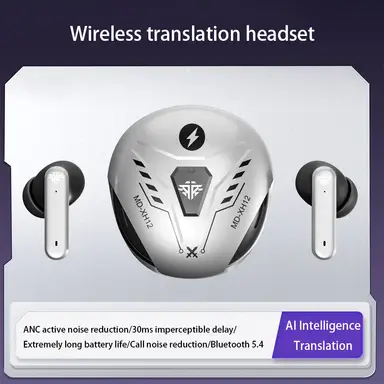 Voxis XH12 Silver  AI Translation Headset Real-time Translation Support 150 Chinese Bluetooth Gaming Cool Headset for Study, Travel, Business