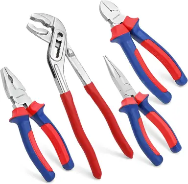 Workpro Pliers Set Household Pliers Set Combination Pliers Long Nose Pliers Side Cutters Water Pump Pliers 4 Pieces