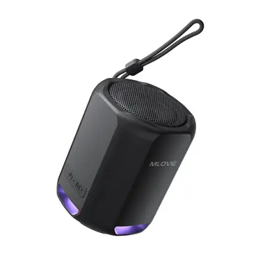 Mlove P1 Tragbarer Bluetooth-Lautsprecher, Bluetooth 5.3, RGB-Beleuchtung, Kompakter Hochwertiger Sound, TWS-Verbindung – Schwarz