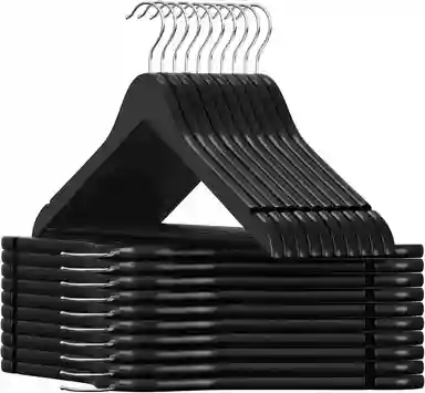 SONGMICS 20 stuks houten kledinghouders voor pakken overhemden schoudersnoten 360° haak zwart zilver