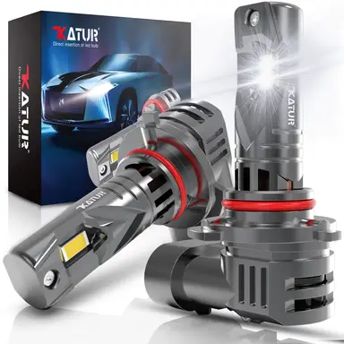 KATUR HB3 LED Headlight Bulbs, 100W 30000LM 6000K Xenon White HB3 Headlight Bulb 1:1 Mini Size Plug and Play 9005 LED Bulb, Pack of 2