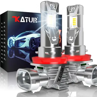 KATUR H11 LED Headlight Bulbs, 26000LM 80W H8 H9 LED Bulb 6000K White Fanless Waterproof Mini Size Plug and Play, Pack of 2