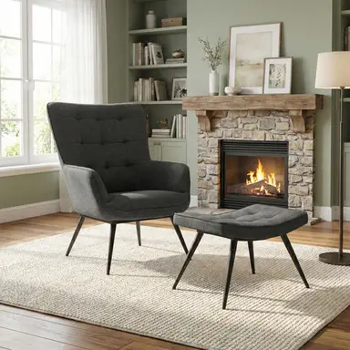 Accent Chair & Footstool Katelyn Charcoal