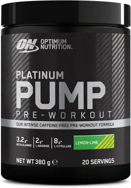 ON PUMP Pre-Workout Booster ohne Koffein mit Beta-Alanin, Citrullin, L-Arginin & Fruitflow, Zitronen-Limette-Geschmack, Intensives Training, 20 Portionen, 380 g