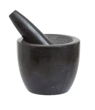 Maison by Premier Black Marble Tapered Mortar And Pestle, Durable Natural Stone Grinder For Kitchen Use