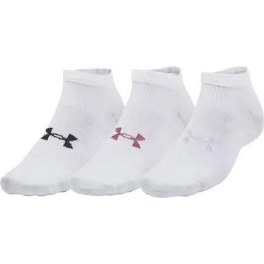 Under Armour Essential Unisex 3-Pack Low Socks - White/White/Pink Elixir