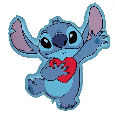 Stitch With Heart Shaped Foil Balloon 75cm x 86cm