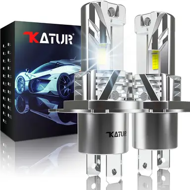 KATUR H4 LED Headlight Bulbs, 26000LM 80W 9003 HB2 Hi/Lo Beam LED Bulb 6000K White Fanless Waterproof Mini Size Plug and Play, Pack of 2