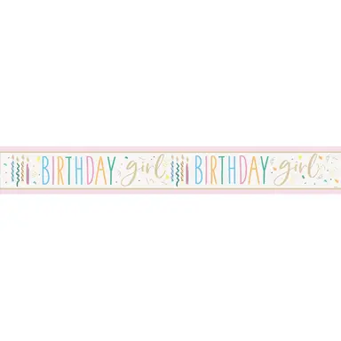 Unique Party Happy Birthday Girl Foil Banner, 2.74m