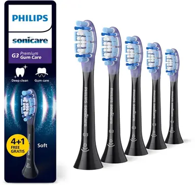 Philips Sonicare Premium GumCare – Opzetborstels voor Elektrische Tandenborstel – Zwart – Verpakking van 5 - HX9055/88