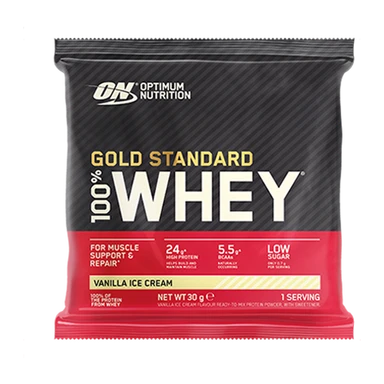 Optimum Nutrition Gold Standard 100% whey zakjes vanille-ijs 30 g (1 portie)