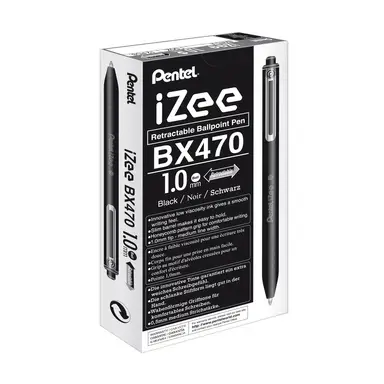 Pentel iZee Retractable Ballpoint 1.0mm Black Pack of 12