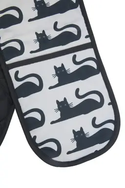 Maison by Premier Double Oven Glove Black Cat Black/White