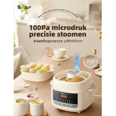Bear Elektrische Stoompan  Met Stoommandje & Doorzichtig Glasdeksel DDZ-J25G2