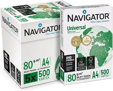 Navigator A4 Multipurpose Copy Paper, White, 80 g/m², 500 Sheets/Ream, 5-Ream Pack