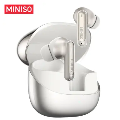 MINISO MS106 Kabellose Bluetooth 6.0-Kopfhörer Hochwertiger Klang IPX5 Wassergeschützt, KI-Sprachübersetzung Ohrhörer, Geeignet für Büro, Sport, Lernen und Telefonate, Integriertes Mikrofon, TWS Ohrhörer